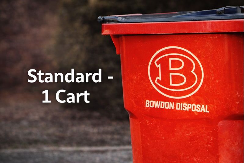 Bowdon Disposal red cart ready for spring cleanup