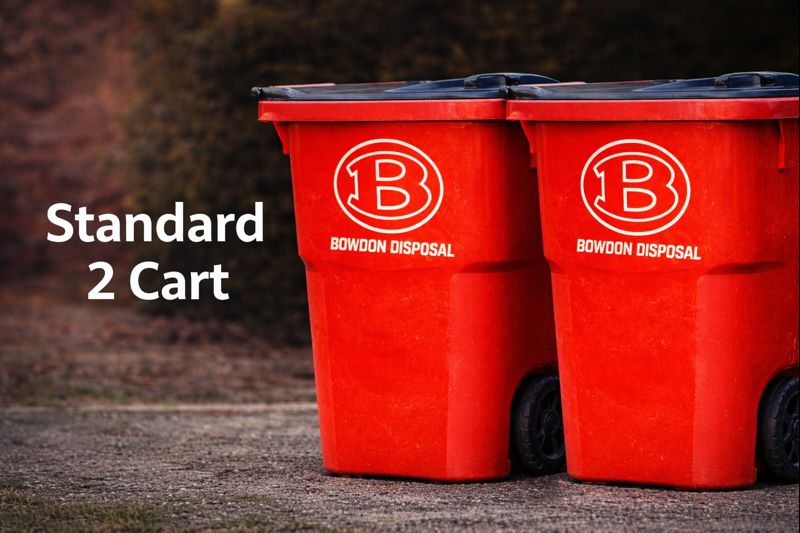 Two Bowdon Disposal red trash carts